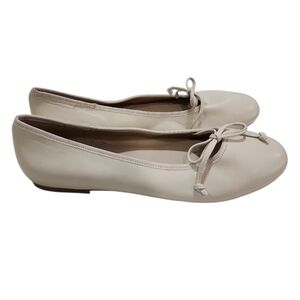 Onyx Beige Leather Ballet Flats Slip On Shoes (39) US 8.5-9 Balletcore coquette